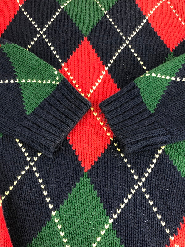 【中古品】【メンズ】 ALLY-HO タリーホー ARGYLE KNIT アーガイルニット セーター 147-230901-mo-24-tag サイズ：XL カラー：マルチカラー 万代Net店
