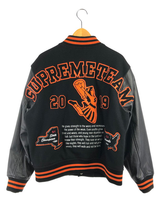 【中古品】【メンズ】 SUPREME シュプリーム 19AW TEAM VARSITY JACKET 19年秋冬 チーム バーシティ ジャケット スタジャン アウター 149-201023-ty-31-tagh サイズ：M カラー：ブラック 万代Net店