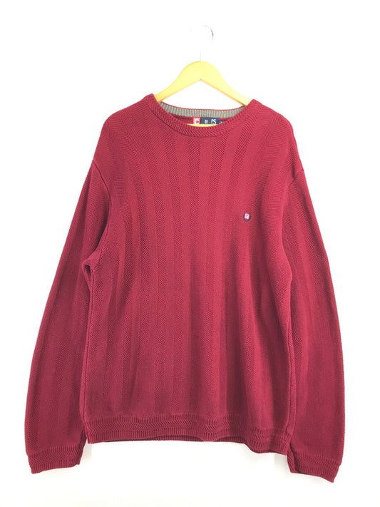 【中古品】【メンズ】 CHAPS チャプス CREW NECK KNIT クルー ネック ニット トップス 146-260820-rt-05-tag サイズ：XL カラー：レッド 万代Net店