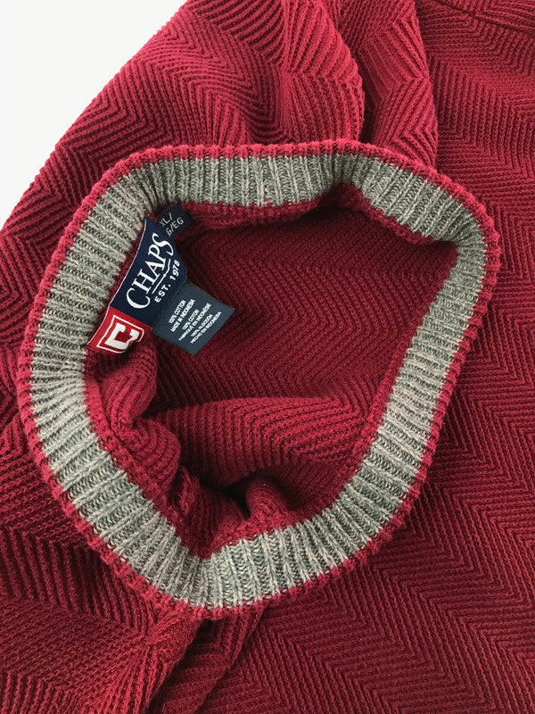 【中古品】【メンズ】 CHAPS チャプス CREW NECK KNIT クルー ネック ニット トップス 146-260820-rt-05-tag サイズ：XL カラー：レッド 万代Net店