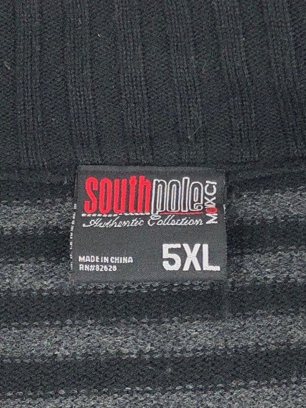 【中古品】【メンズ】  SOUTH POLE サウスプール BORDER ACRYLIC ZIP KNIT ボーダー アクリル ジップニット トップス 146-240421-kk-14-tag サイズ：5XL カラー：ブラック 万代Net店