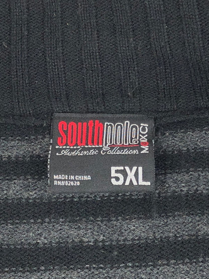 【中古品】【メンズ】  SOUTH POLE サウスプール BORDER ACRYLIC ZIP KNIT ボーダー アクリル ジップニット トップス 146-240421-kk-14-tag サイズ：5XL カラー：ブラック 万代Net店