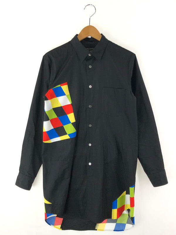 【中古品】【メンズ】 COMME des GARCONS HOMME PLUS コムデギャルソンオムプリュス  23SS GEOMETRIC PATTERN LONG SHIRT PK-B006 ジオメトリックパターン ロングシャツ 長袖 トップス 140-240331-mo-1-tag サイズ：XS カラー：ブラック 万代Net店