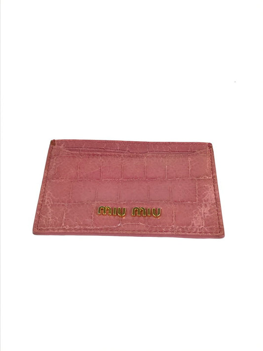 【中古品】【レディース】 Miu Miu ミュウ ミュウ クロコ型押し カードケース 名刺入れ 財布 181-240411-mo-5-tag カラー：ピンク 万代Net店