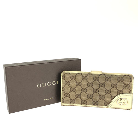 【中古品】【レディース】 GUCCI グッチ GGキャンバス 二つ折り長財布 181593  181-240527-mo-4-tag カラー：ブラウン系/アイボリー 万代Net店