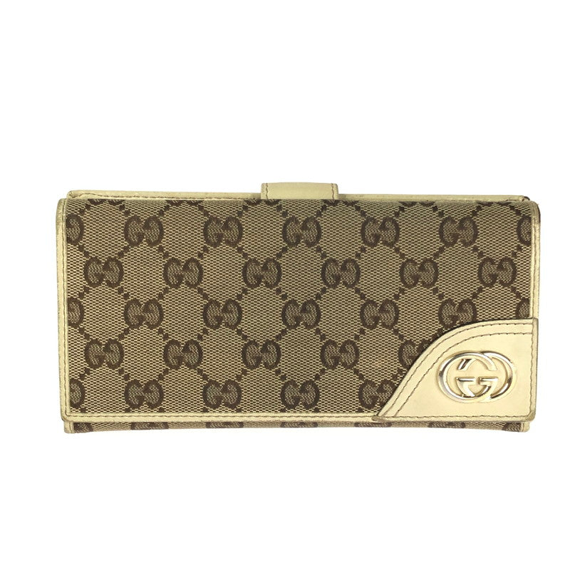 【中古品】【レディース】 GUCCI グッチ GGキャンバス 二つ折り長財布 181593  181-240527-mo-4-tag カラー：ブラウン系/アイボリー 万代Net店