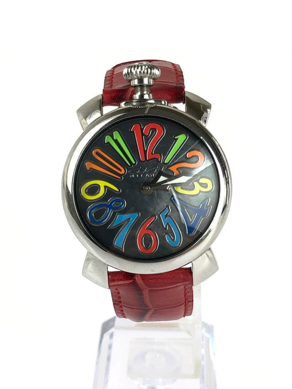 【中古品】【メンズ】  GAGA MILANO MANUALE 40MM 5020 ガガミラノ マヌアーレ40mm クォーツ 腕時計 197-240524-mo-4-tag カラー：シルバー/レッド 万代Net店