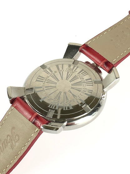 【中古品】【メンズ】  GAGA MILANO MANUALE 40MM 5020 ガガミラノ マヌアーレ40mm クォーツ 腕時計 197-240524-mo-4-tag カラー：シルバー/レッド 万代Net店