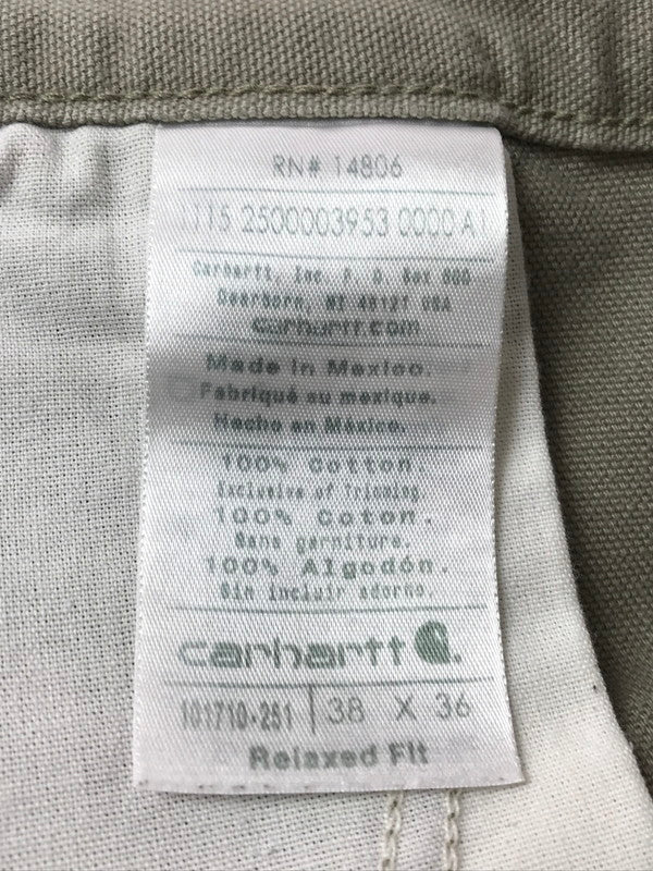 【中古品】【メンズ】 CARHARTT カーハート 101710-251 RELAXED FIT ワークパンツ 157-261014-na-12-tagh サイズ：38×36 カラー：サンドベージュ系 万代Net店