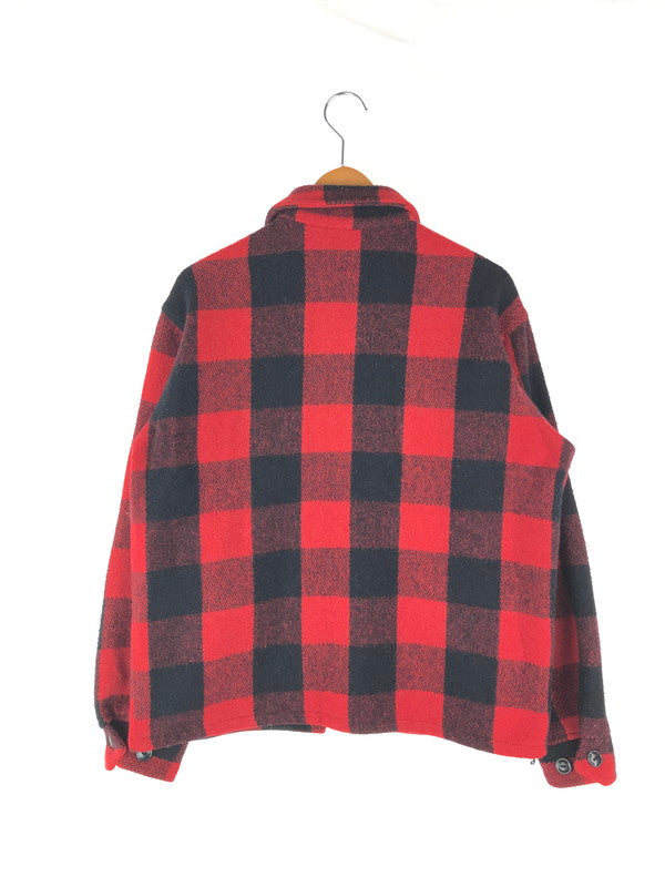 【中古】【メンズ】  USED 60's WOOL CHECK JACKET 60年代 ウールチェックジャケット タロン デカ五角形ジップ アウター 146-241027-hi-20-tag サイズ：M カラー：レッド 万代Net店