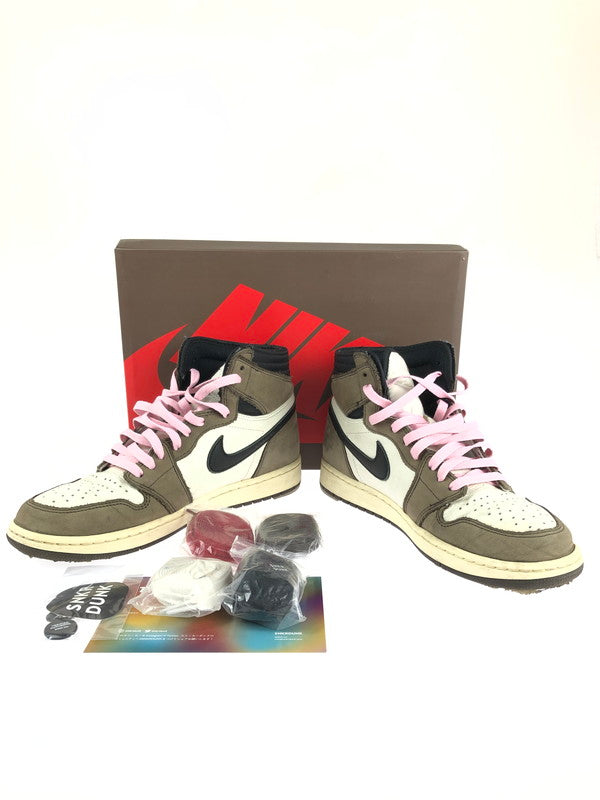 【中古品】NIKE ナイキ × TRAVIS SCOTT トラビススコット 別注 コラボ AIR JORDAN 1 HIGH OG TS SP CD4487-100 エアジョーダン ワン ハイ オリジナル トラビス・スコット/カクタス・ジャック スニーカー 靴 160-240422-kk-16-tag カラー：SAIL/BLACK-DARK MOCHA 万代Net店