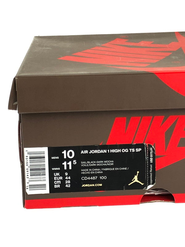 【中古品】NIKE ナイキ × TRAVIS SCOTT トラビススコット 別注 コラボ AIR JORDAN 1 HIGH OG TS SP CD4487-100 エアジョーダン ワン ハイ オリジナル トラビス・スコット/カクタス・ジャック スニーカー 靴 160-240422-kk-16-tag カラー：SAIL/BLACK-DARK MOCHA 万代Net店