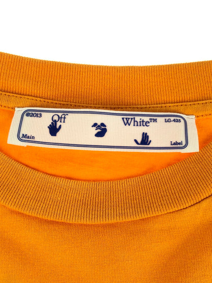 【中古品】【メンズ】  OFF-WHITE VIRGIL ABLOH オフホワイト ヴァージル アブロー 21AW BACK ARROW PRINT S/S TEE OWAA089F21JER001 バック アロープリント ショートスリーブ Tシャツ 半袖 トップス 142-240425-kk-5-tag サイズ：M カラー：オレンジ 万代Net店