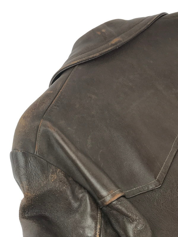 【ジャンク品】【メンズ】  USED 60's LEATHER COAT 古着 レザーコート アウター 146-240918-hi-09-tag サイズ：なし カラー：ブラウン 万代Net店