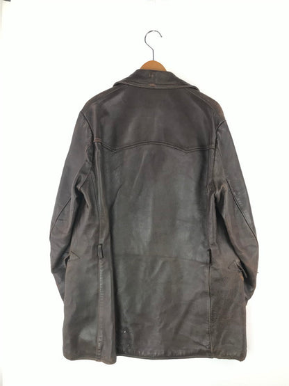 【ジャンク品】【メンズ】  USED 60's LEATHER COAT 古着 レザーコート アウター 146-240918-hi-09-tag サイズ：なし カラー：ブラウン 万代Net店