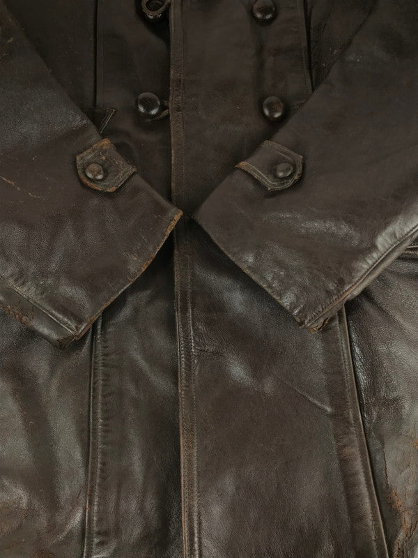 【ジャンク品】【メンズ】  USED 60's LEATHER COAT 古着 レザーコート アウター 146-240918-hi-09-tag サイズ：なし カラー：ブラウン 万代Net店