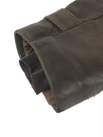 【ジャンク品】【メンズ】  USED 60's LEATHER COAT 古着 レザーコート アウター 146-240918-hi-09-tag サイズ：なし カラー：ブラウン 万代Net店