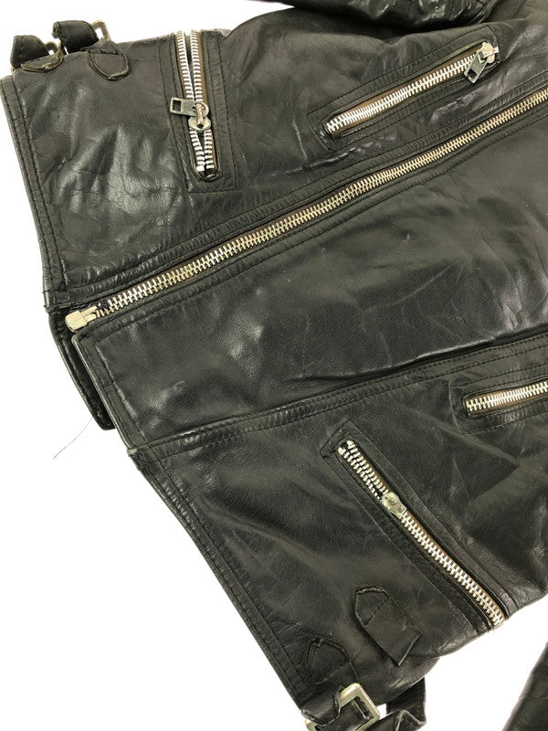 【ジャンク品】【メンズ】 USED LEATHER JACKET レザージャケット ライダースジャケット アウター 146-260909-na-16-tagh サイズ：サイズ不明 下記参照 カラー：ブラック 万代Net店