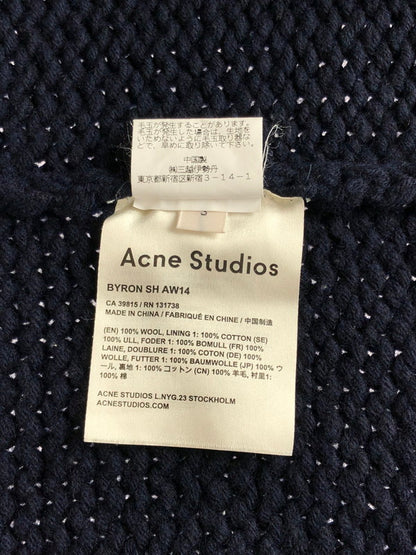 【中古品】【メンズ】 ACNE STUDIOS アクネストゥディオズ  14AW BYRON SH TRENCH SWEATER トレンチセーター アウター ニットジャケット 141-240508-kk-4-tag サイズ：S カラー：ネイビー 万代Net店