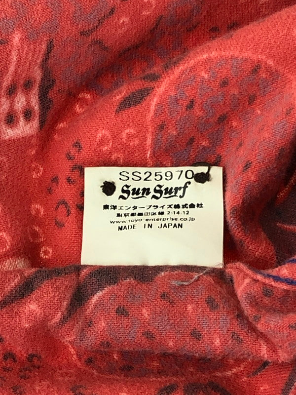 【中古品】【メンズ】 SUN SURF サンサーフ  L/S FLANNEL ALOHA SHIRT SS25970 ロングスリーブ フランネル アロハシャツ 長袖 トップス 145-240508-kk-9-tag サイズ：XL カラー：サーモンピンク 万代Net店