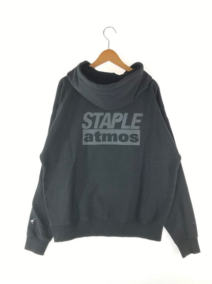 【中古品】【メンズ】 atmos アトモス  × STAPLE ステイプル 別注 コラボ SWEAT HOODIE AT20-041 スウェットフーディー トップス プルオーバーパーカー 142-240512-kk-13-tag サイズ：XL カラー：ブラック 万代Net店