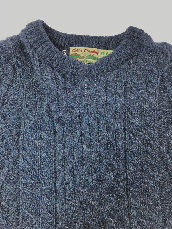 【中古品】【メンズ】 CELTIC COUNTRY セルティック カントリー 100％WOOL ARAN SWEATER 100％ ウール アランセーター 146-260820-rt-11-tag サイズ：XL カラー：ネイビー 万代Net店