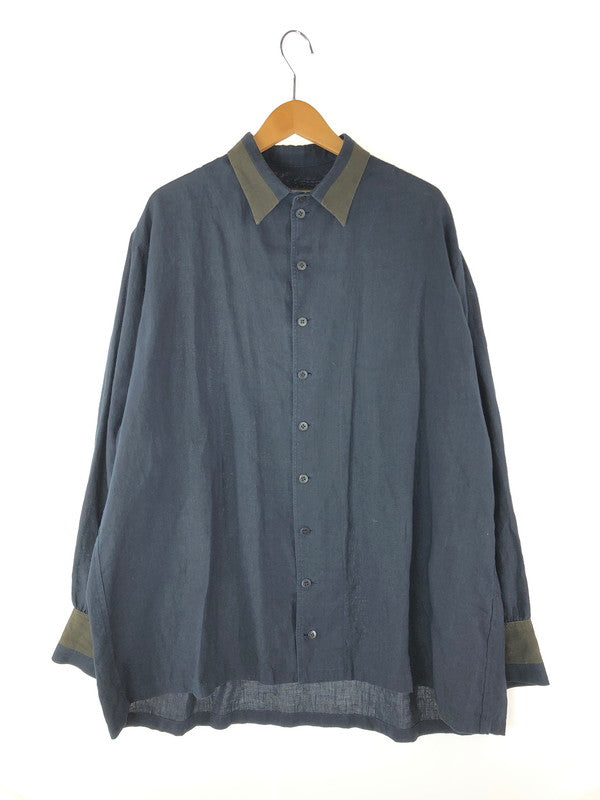 【中古品】【メンズ】 NEMETH ネメス  L/S LINEN SHIRT 893 ロングスリーブ リネンシャツ 長袖 トップス 141-240517-kk-3-tag サイズ：M カラー：ネイビー 万代Net店