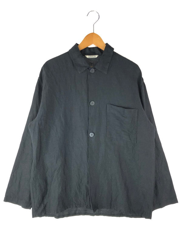 【中古品】【メンズ】  AURALEE オーラリー SILK LINEN DOBBY SHIRTS JACKET A21SS01SD シルク リネンドビー シャツジャケット ライトアウター 141-240528-mo-5-tag サイズ：4 カラー：ブラック 万代Net店