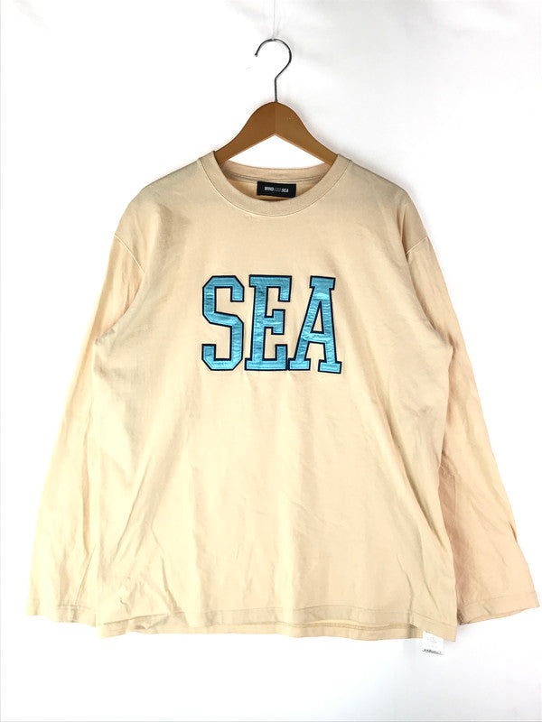 【中古品】【メンズ】  WIND AND SEA ウィンダンシー SATIN PATCH L/S TEE サテンパッチ ロングスリーブ Tシャツ 長袖 トップス 142-240604-mo-11-tag サイズ：L カラー：ベージュ系 万代Net店