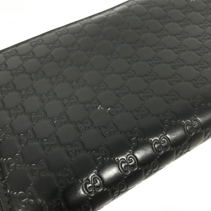 【中古品】【メンズ】 ROUND FASTENER LONG WALLET 449391 ラウンドファスナー ロングウォレット マイクログッチ シマレザー 長財布 181-250404-yk-24-tag カラー：ブラック 万代Net店