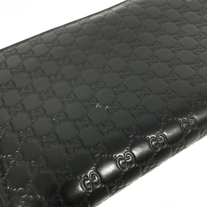 【中古品】【メンズ】 ROUND FASTENER LONG WALLET 449391 ラウンドファスナー ロングウォレット マイクログッチ シマレザー 長財布 181-250404-yk-24-tag カラー：ブラック 万代Net店