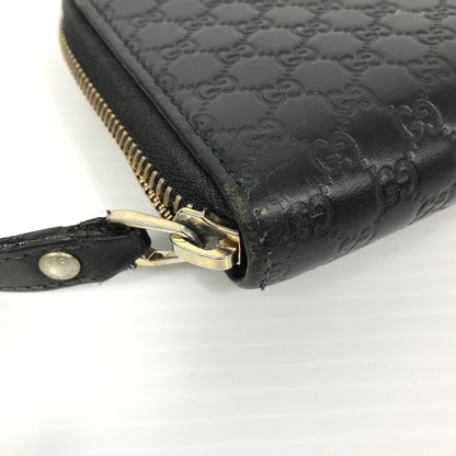 【中古品】【メンズ】 ROUND FASTENER LONG WALLET 449391 ラウンドファスナー ロングウォレット マイクログッチ シマレザー 長財布 181-250404-yk-24-tag カラー：ブラック 万代Net店