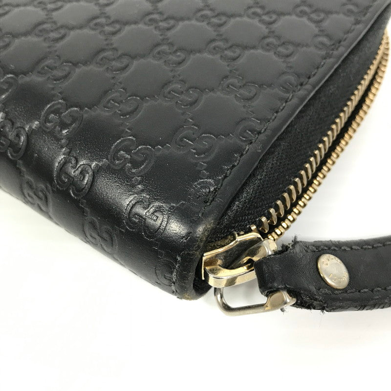 【中古品】【メンズ】 ROUND FASTENER LONG WALLET 449391 ラウンドファスナー ロングウォレット マイクログッチ シマレザー 長財布 181-250404-yk-24-tag カラー：ブラック 万代Net店