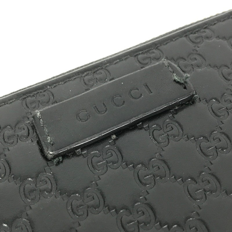 【中古品】【メンズ】 ROUND FASTENER LONG WALLET 449391 ラウンドファスナー ロングウォレット マイクログッチ シマレザー 長財布 181-250404-yk-24-tag カラー：ブラック 万代Net店