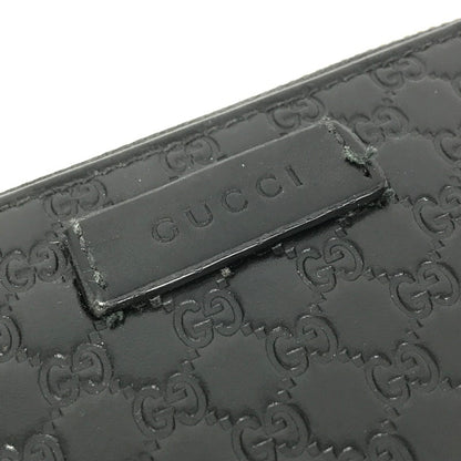 【中古品】【メンズ】 ROUND FASTENER LONG WALLET 449391 ラウンドファスナー ロングウォレット マイクログッチ シマレザー 長財布 181-250404-yk-24-tag カラー：ブラック 万代Net店