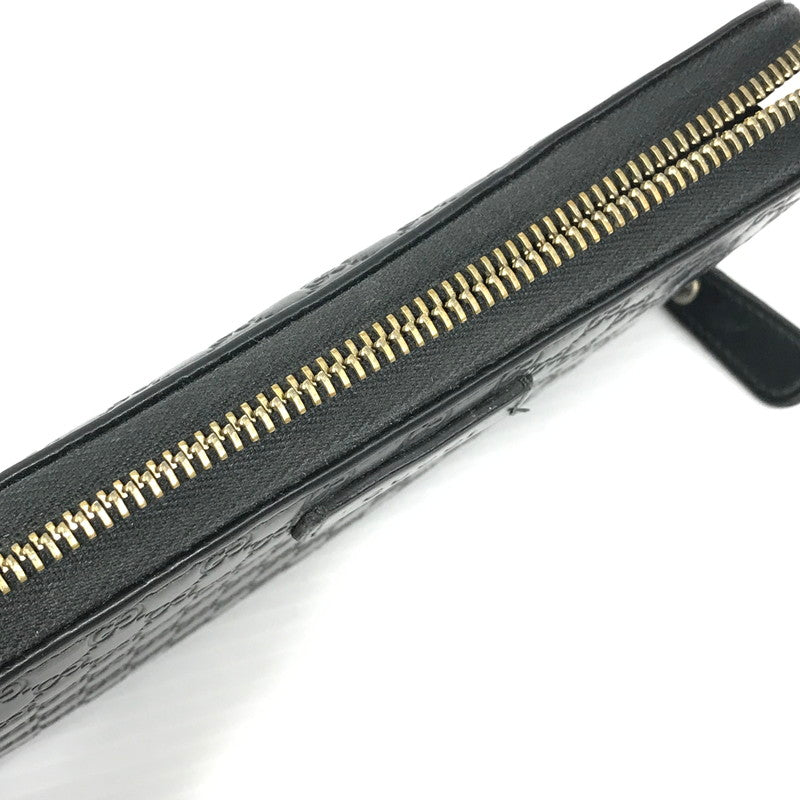 【中古品】【メンズ】 ROUND FASTENER LONG WALLET 449391 ラウンドファスナー ロングウォレット マイクログッチ シマレザー 長財布 181-250404-yk-24-tag カラー：ブラック 万代Net店
