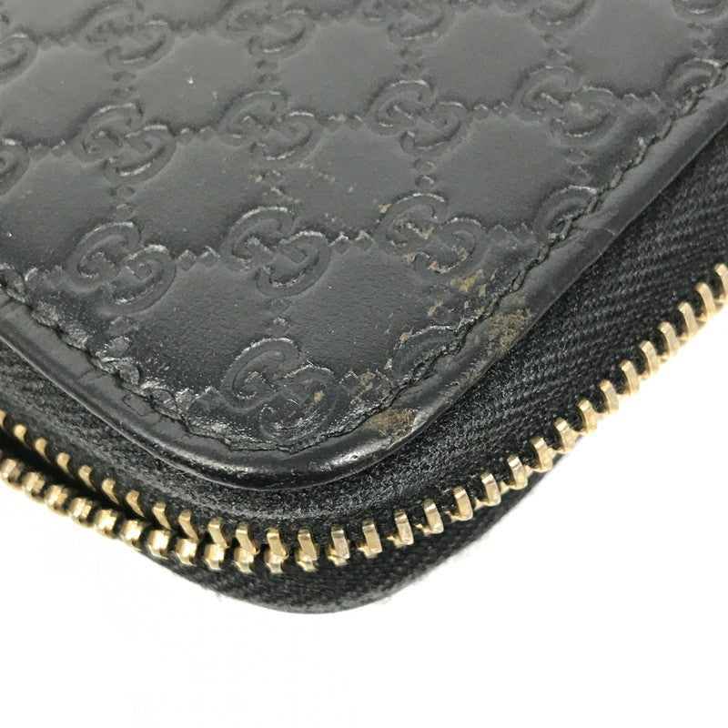 【中古品】【メンズ】 ROUND FASTENER LONG WALLET 449391 ラウンドファスナー ロングウォレット マイクログッチ シマレザー 長財布 181-250404-yk-24-tag カラー：ブラック 万代Net店