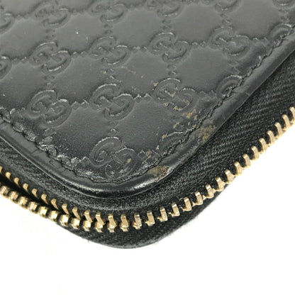 【中古品】【メンズ】 ROUND FASTENER LONG WALLET 449391 ラウンドファスナー ロングウォレット マイクログッチ シマレザー 長財布 181-250404-yk-24-tag カラー：ブラック 万代Net店