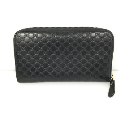 【中古品】【メンズ】 ROUND FASTENER LONG WALLET 449391 ラウンドファスナー ロングウォレット マイクログッチ シマレザー 長財布 181-250404-yk-24-tag カラー：ブラック 万代Net店