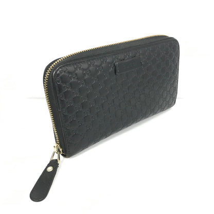 【中古品】【メンズ】 ROUND FASTENER LONG WALLET 449391 ラウンドファスナー ロングウォレット マイクログッチ シマレザー 長財布 181-250404-yk-24-tag カラー：ブラック 万代Net店