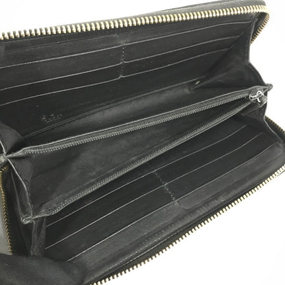 【中古品】【メンズ】 ROUND FASTENER LONG WALLET 449391 ラウンドファスナー ロングウォレット マイクログッチ シマレザー 長財布 181-250404-yk-24-tag カラー：ブラック 万代Net店