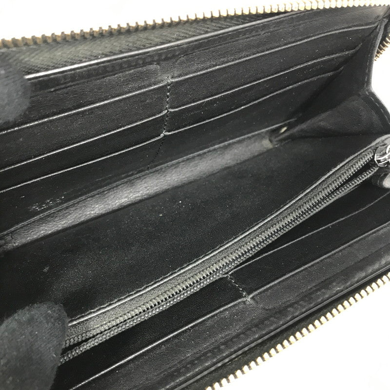 【中古品】【メンズ】 ROUND FASTENER LONG WALLET 449391 ラウンドファスナー ロングウォレット マイクログッチ シマレザー 長財布 181-250404-yk-24-tag カラー：ブラック 万代Net店