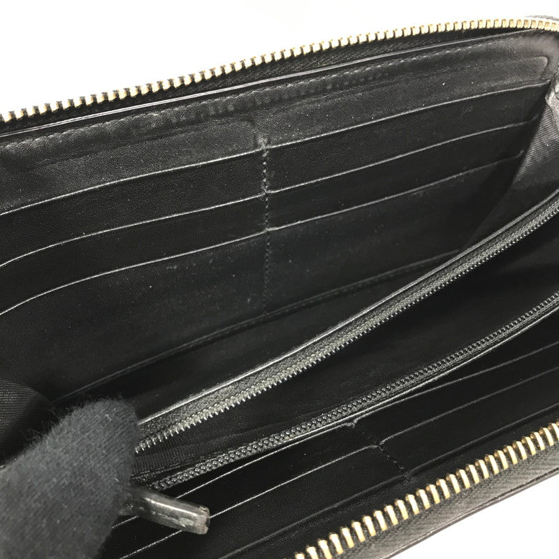 【中古品】【メンズ】 ROUND FASTENER LONG WALLET 449391 ラウンドファスナー ロングウォレット マイクログッチ シマレザー 長財布 181-250404-yk-24-tag カラー：ブラック 万代Net店