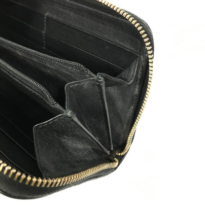 【中古品】【メンズ】 ROUND FASTENER LONG WALLET 449391 ラウンドファスナー ロングウォレット マイクログッチ シマレザー 長財布 181-250404-yk-24-tag カラー：ブラック 万代Net店