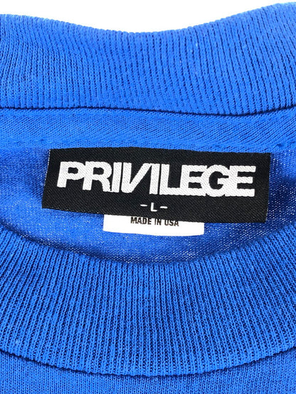 【中古品】【メンズ】 PRIVILEGE プリビレッジ Ⅼ/S PRINT T-SHIRT ロングスリーブ プリントTシャツ 長袖 トップス カットソー 142-240707-mo-4-tag サイズ：L カラー：ブルー 万代Net店