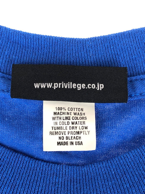 【中古品】【メンズ】 PRIVILEGE プリビレッジ Ⅼ/S PRINT T-SHIRT ロングスリーブ プリントTシャツ 長袖 トップス カットソー 142-240707-mo-4-tag サイズ：L カラー：ブルー 万代Net店