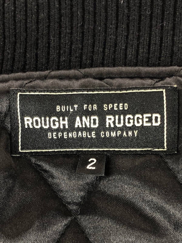 【中古品】【メンズ】 ROUGH and RUGGED ラフアンドラゲッド STUDIUM JACKET スタジアムジャケット アウター スタジャン 142-240914-mo-6-tag サイズ：2 カラー：ブラック 万代Net店