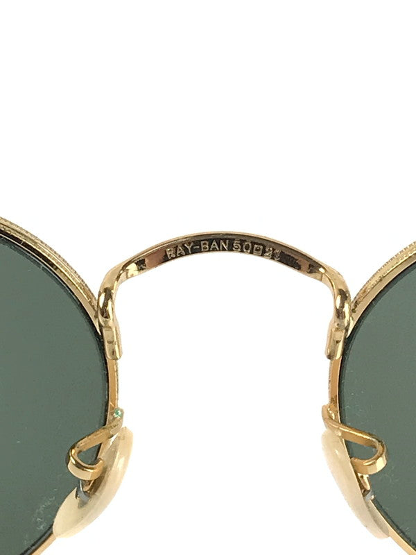 【中古品】【メンズ/レディース】  RAYBAN レイバン RB3447 ROUND METAL ラウンドメタル サングラス 服飾雑貨 203-240719-SS-9-tag サイズ：53□21 145 カラー：ポリッシュ ゴールド/グリーン 万代Net店