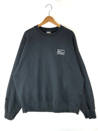 【中古品】【メンズ】 STUSSY ステューシー  × NIKE ナイキ 別注 コラボ WASHED FLEECE CREWNECK SWEAT ウォッシュド フリース クルーネック スウェット トップス トレーナー 142-240624-mo-1-tag サイズ：L カラー：ブラック 万代Net店