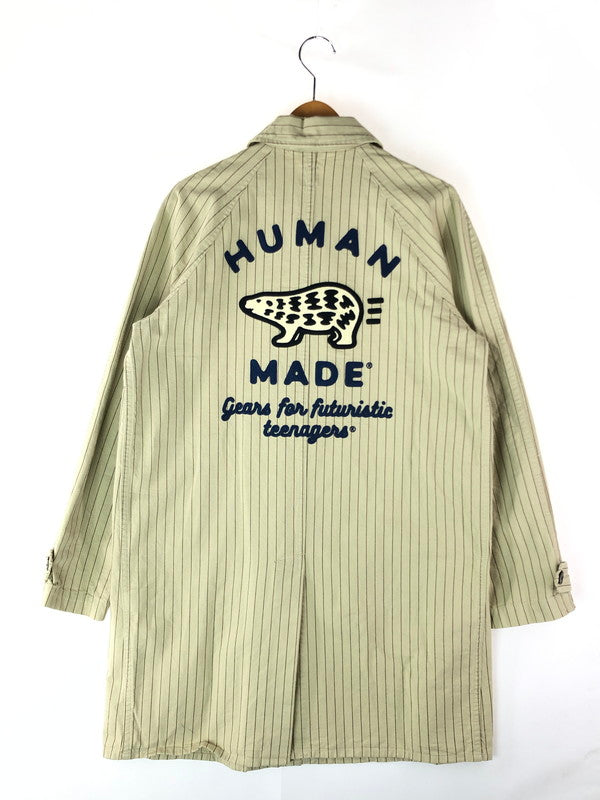 【中古品】【メンズ】 HUMAN MADE ヒューマンメード STRIPE BALMACAAN COAT ストライプ バルマカーンコート アウター 142-240627-mo-4-tag サイズ：M カラー：ベージュ 万代Net店